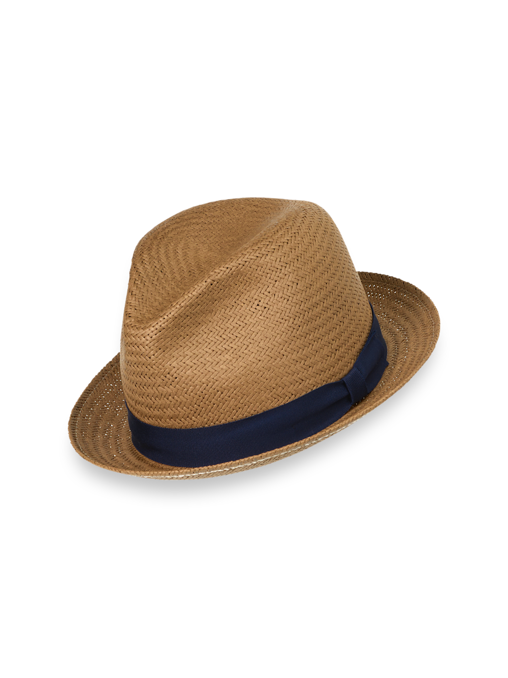 Product Image of Straw Fedora With Ribbon Band-Tan