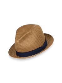 Straw Fedora With Ribbon Band - Tan
