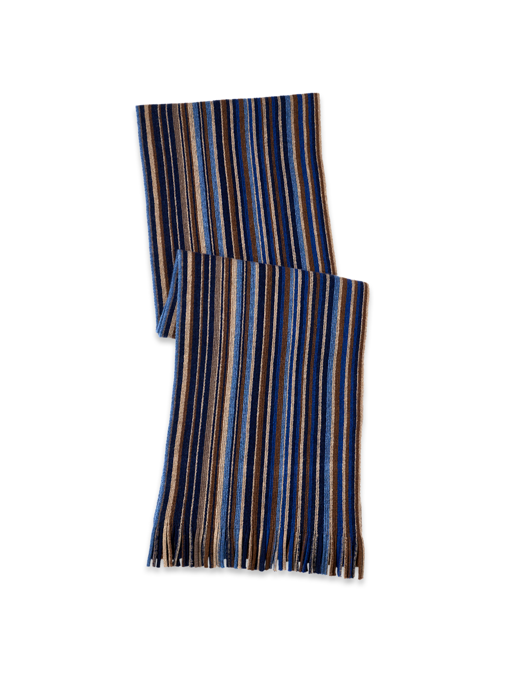 Product Image of Stripe Knit Wool Scarf-Navy/Brown