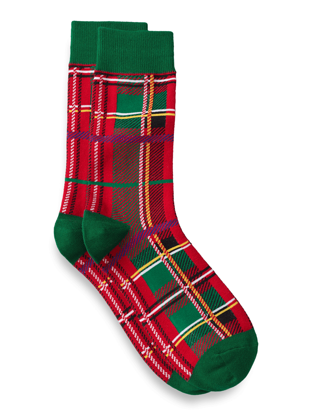 Product Image of Tartan Plaid Cotton Blend Socks-Red/Green