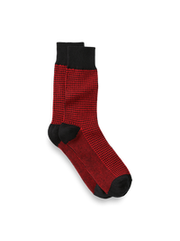 Houndstooth Cotton Blend Sock - Red/black