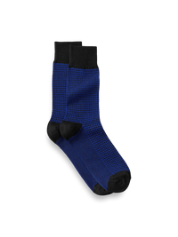 Houndstooth Cotton Blend Sock - Blue/black