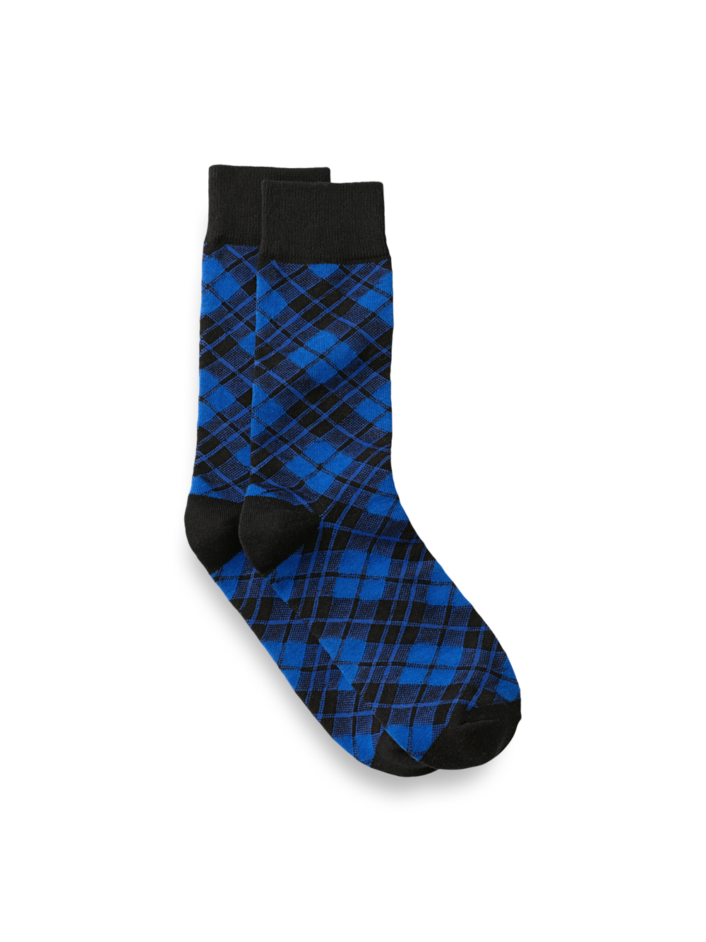 Plaid Cotton Blend Socks - Blue/black – Paul Fredrick