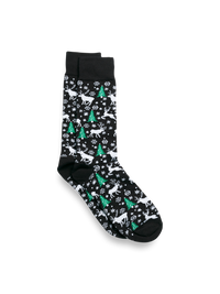 Reindeer Motif Cotton Blend Sock - Black Multi