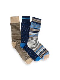 3 Pack Cotton Blend Sock - Blue Multi