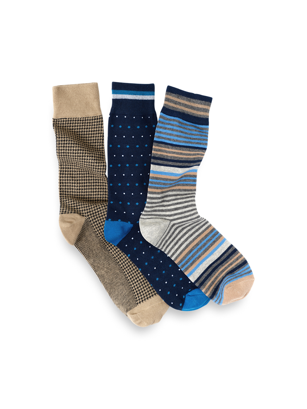 3 Pack Cotton Blend Sock - Blue Multi – Paul Fredrick