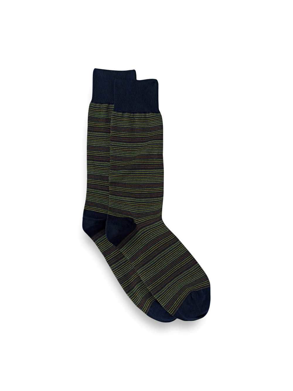 Stripe Cotton Blend Sock - Green Multi  Paul Fredrick