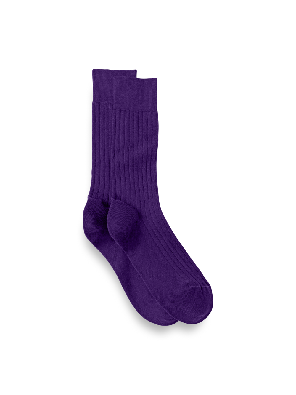 Product Image of Solid Rib With Contrast Cotton Blend Sock-Purple/Tan