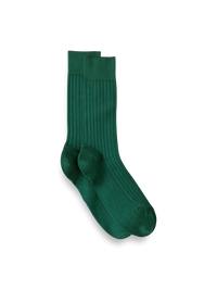 Solid Rib With Contrast Cotton Blend Sock - Green/blue