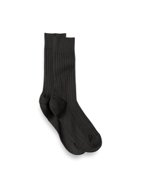 Solid Rib With Contrast Cotton Blend Sock - Grey/tan