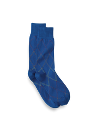 Windowpane Cotton Blend Sock - Blue Multi