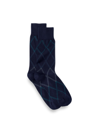 Windowpane Cotton Blend Sock - Navy Multi