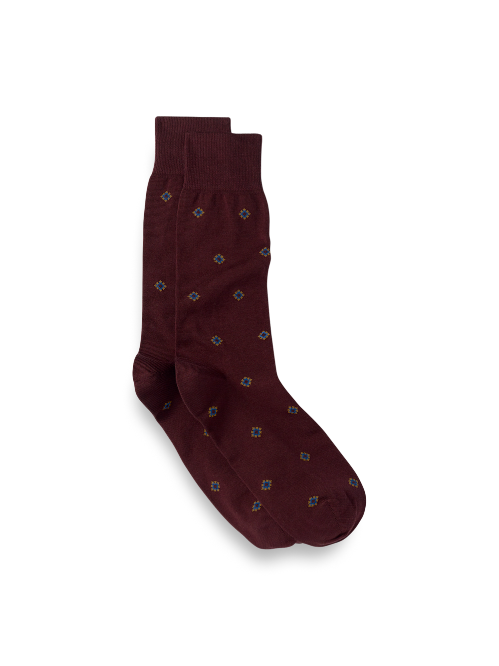 Medallion Cotton Blend Sock - Burgundy Over The Calf Medallion Cotton Blend Sock - Burgundy Over The Calf