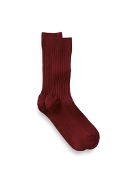 Solid Rib Cotton Blend Sock - Wine
