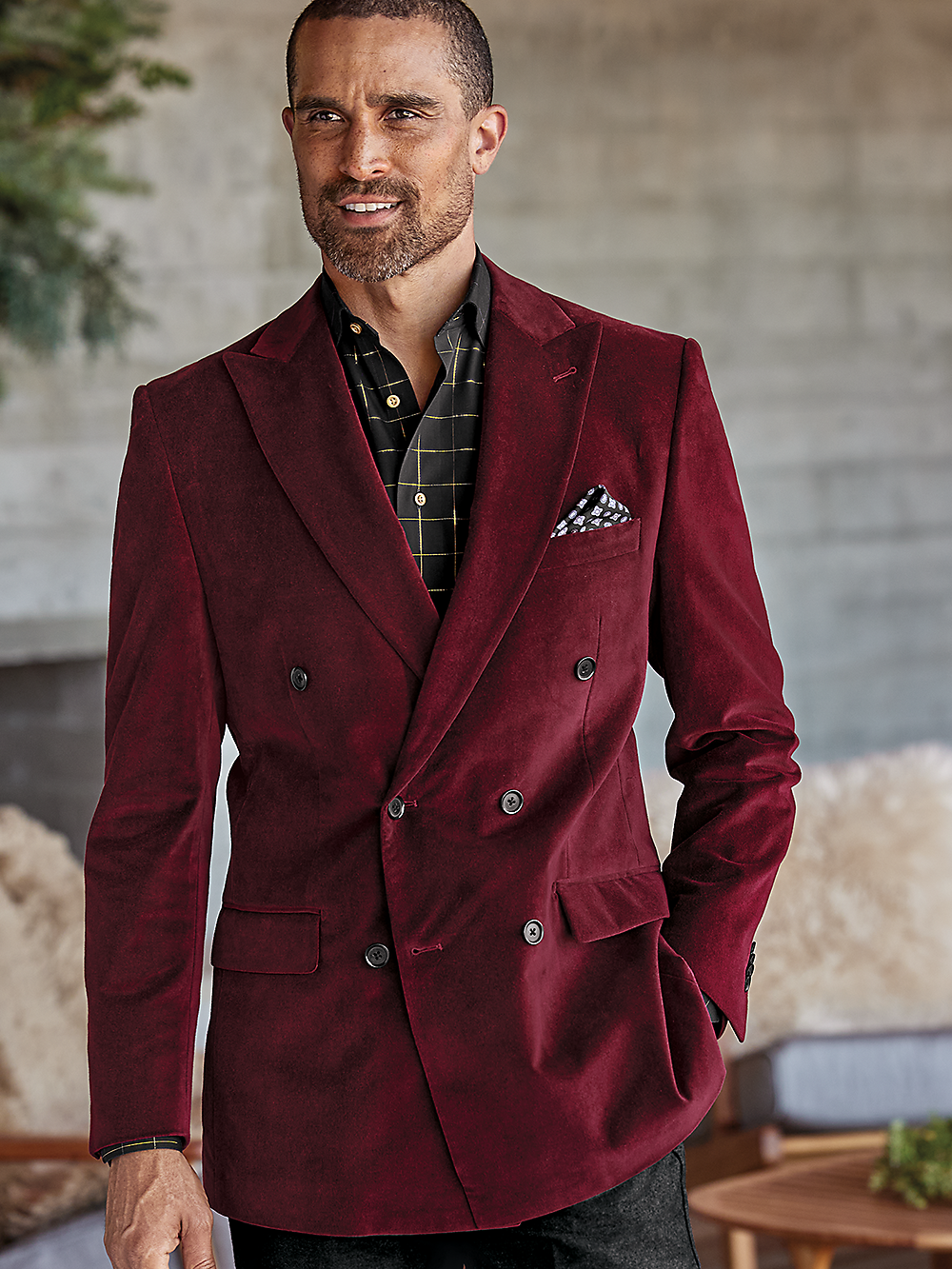 Alternate Image of Velvet Double Breasted Peak Lapel Sport Coat-1
