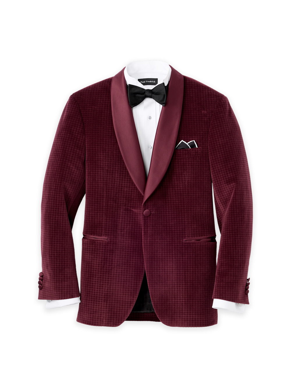 Houndstooth Velvet Single Breasted Shawl Lapel Sport Coat