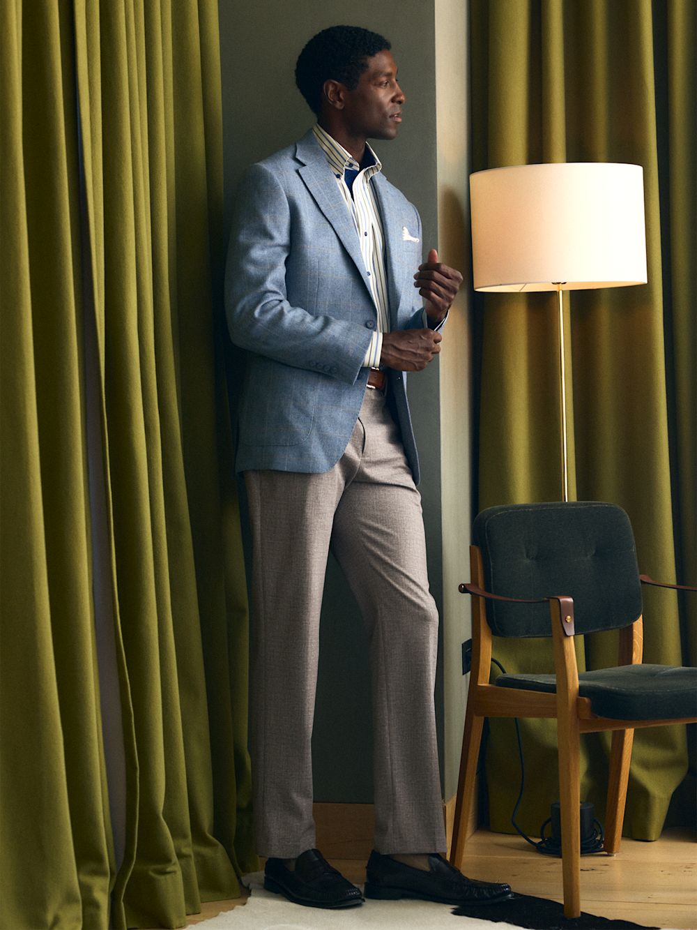 Alternate Shot of Men's tan/light blue Sportcoats