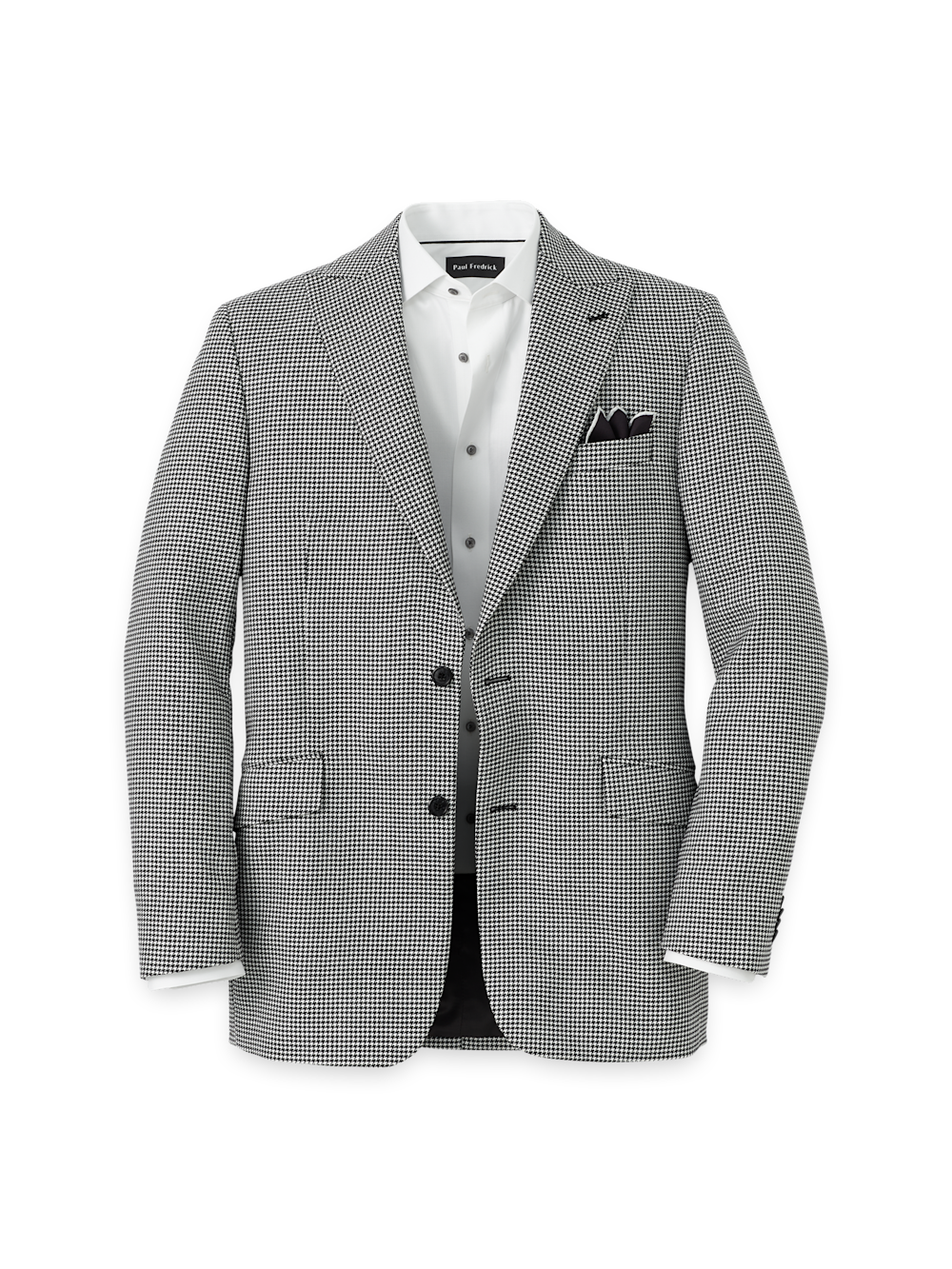 Product Image of Wool Houndstooth Single Breasted Peak Lapel Sport Coat-Black/White