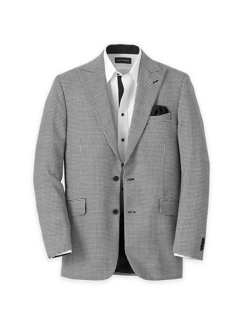 Product Image of Wool Houndstooth Single Breasted Peak Lapel Sport Coat-Black/White