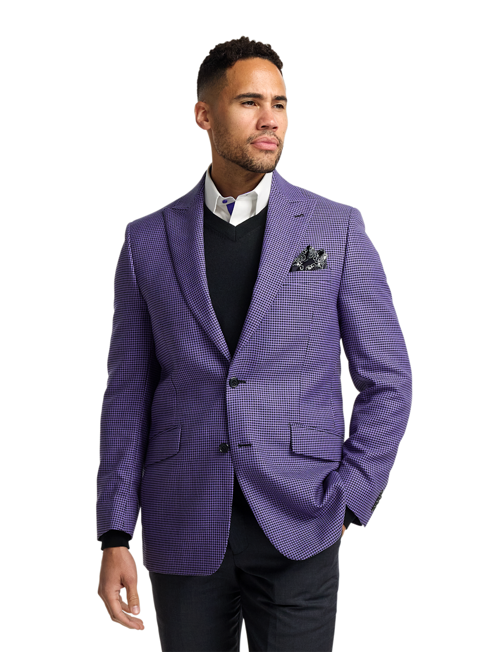 Alternate Image of Wool Houndstooth Single Breasted Peak Lapel Sport Coat-2
