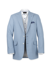 Wool Houndstooth Single Breasted Peak Lapel Sport Coat - Ocean Blue