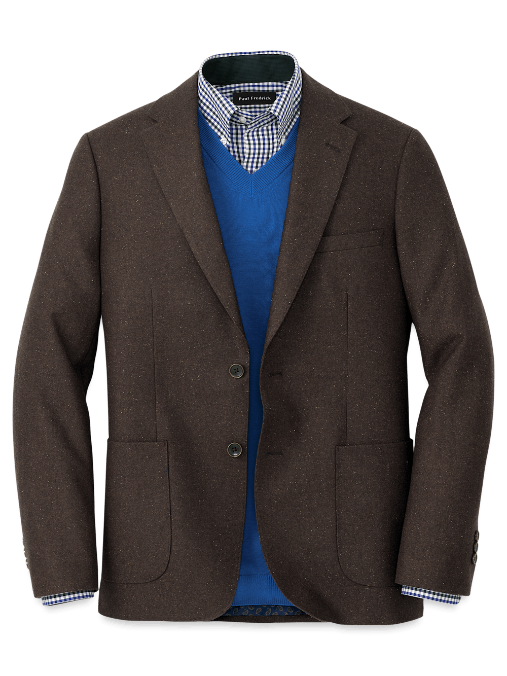 Wool Blend Donegal Single Breasted Notch Lapel Sport Coat Brown Paul Fredrick