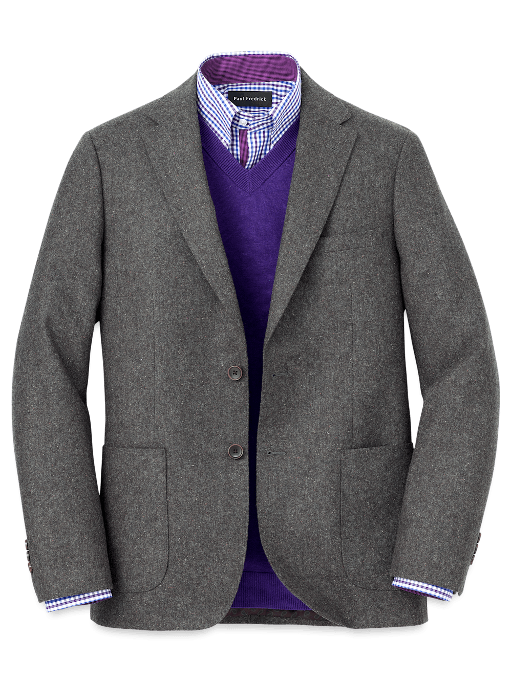 Product Image of Wool Blend Donegal Single Breasted Notch Lapel Sport Coat-Charcoal
