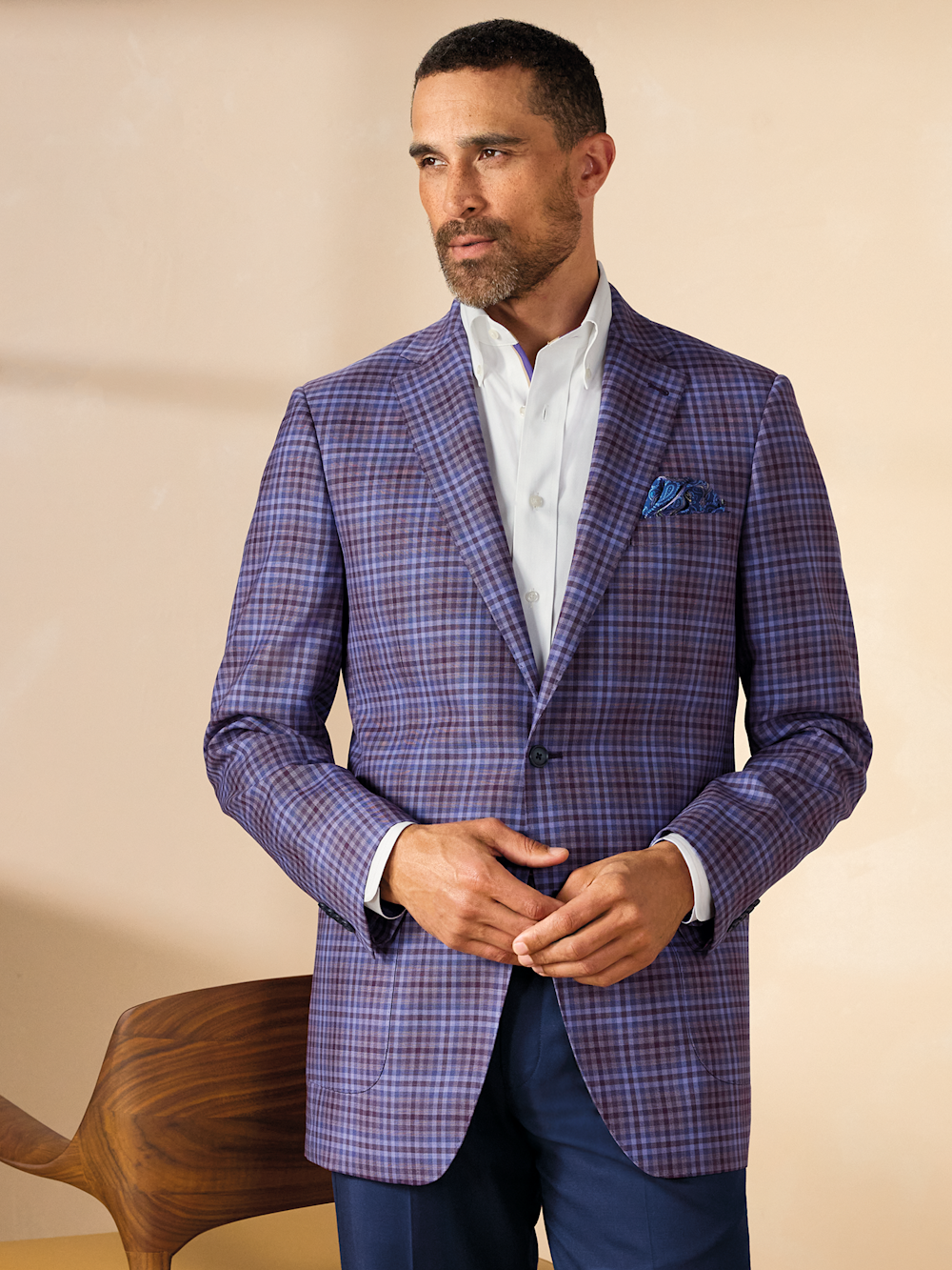 Alternate Image of Wool Plaid Single Breasted Notch Lapel Sport Coat-7