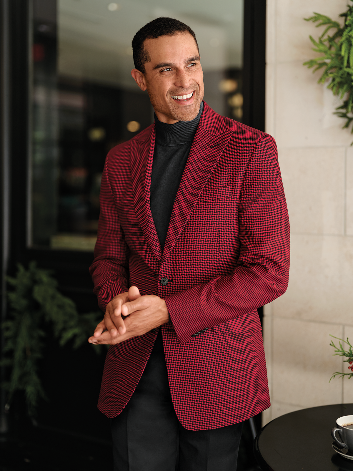 Alternate Shot of Men's Black/Red Houndstooth Sportcoats