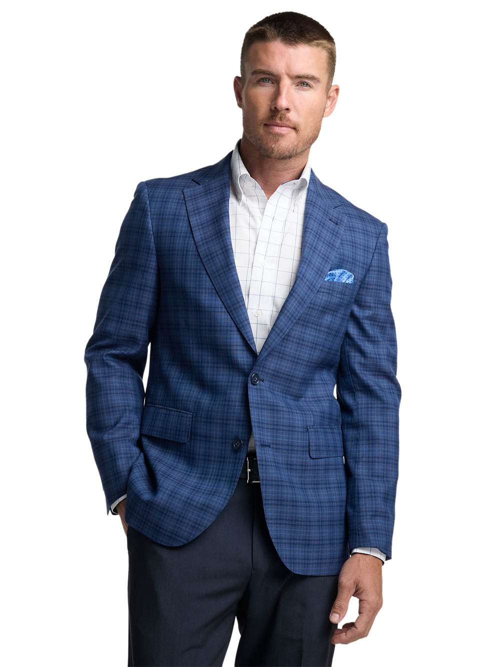 Alternate Image of Wool Plaid Single Breasted Notch Lapel Sport Coat-1
