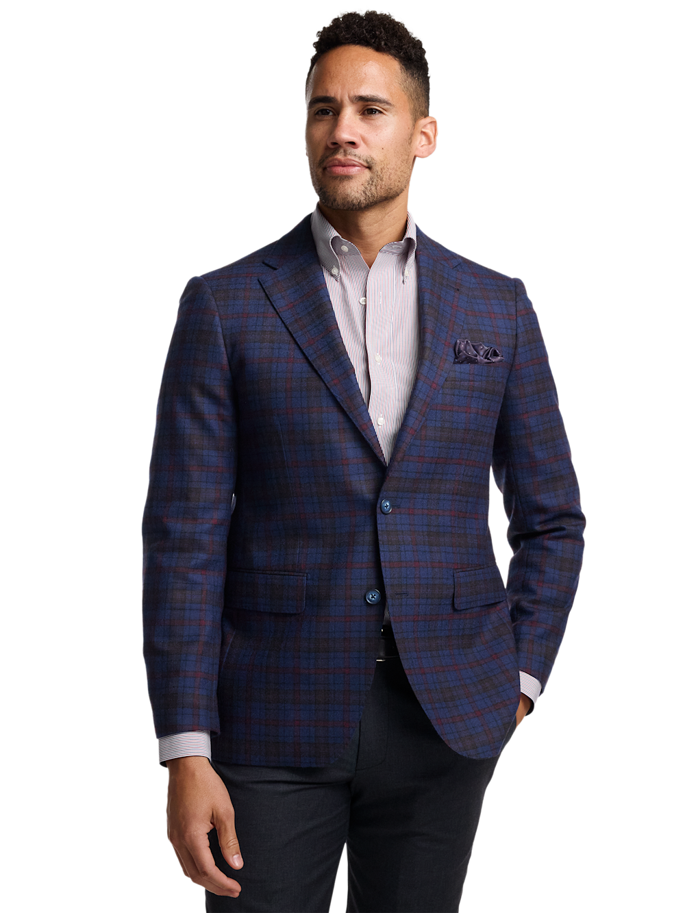 Alternate Image of Wool Plaid Single Breasted Notch Lapel Sport Coat-1