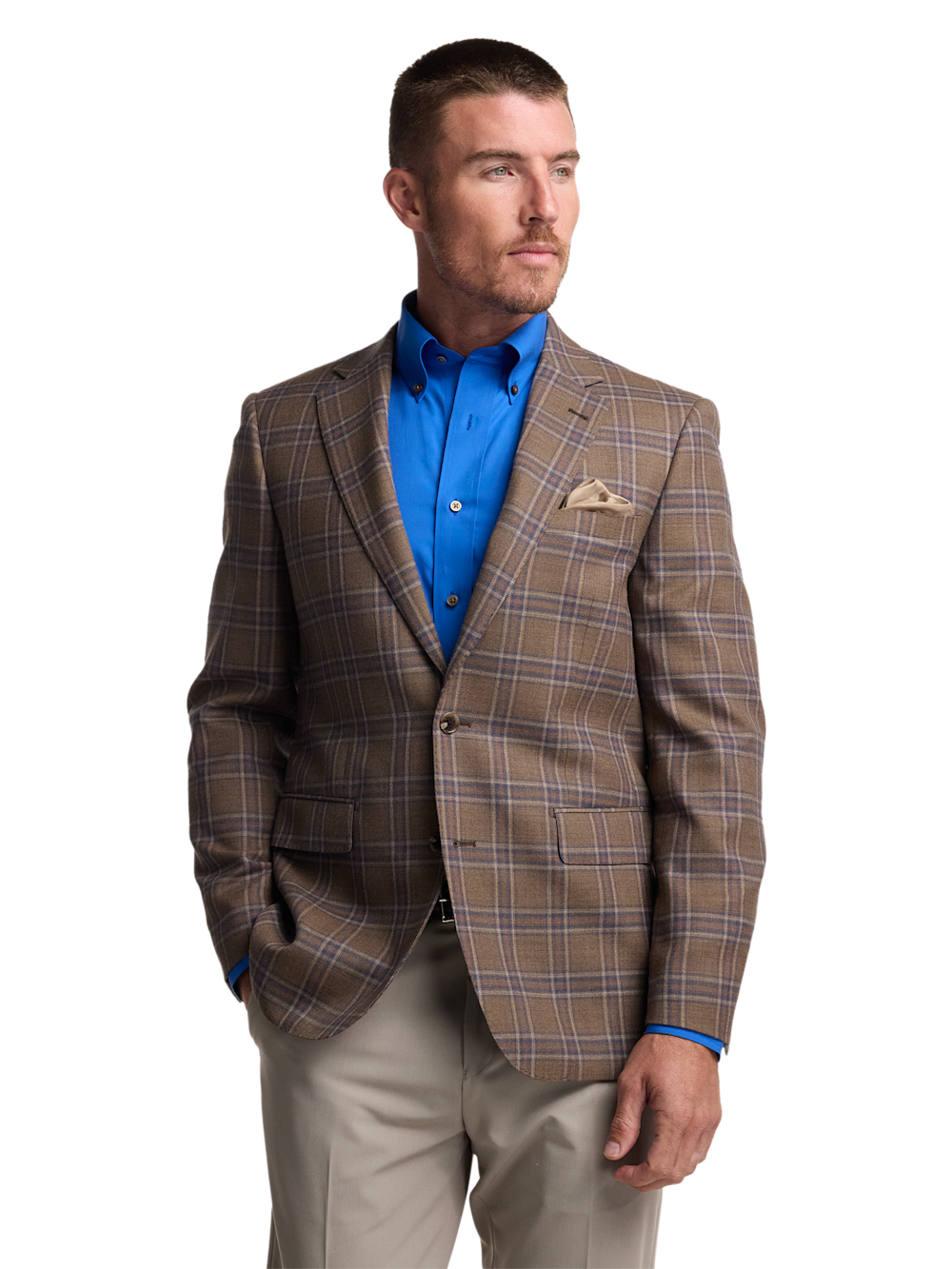 Alternate Image of Wool Windowpane Single Breasted Notch Lapel Sport Coat-1