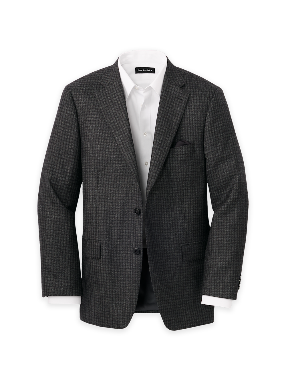 Wool Plaid Single Breasted Notch Lapel Sport Coat