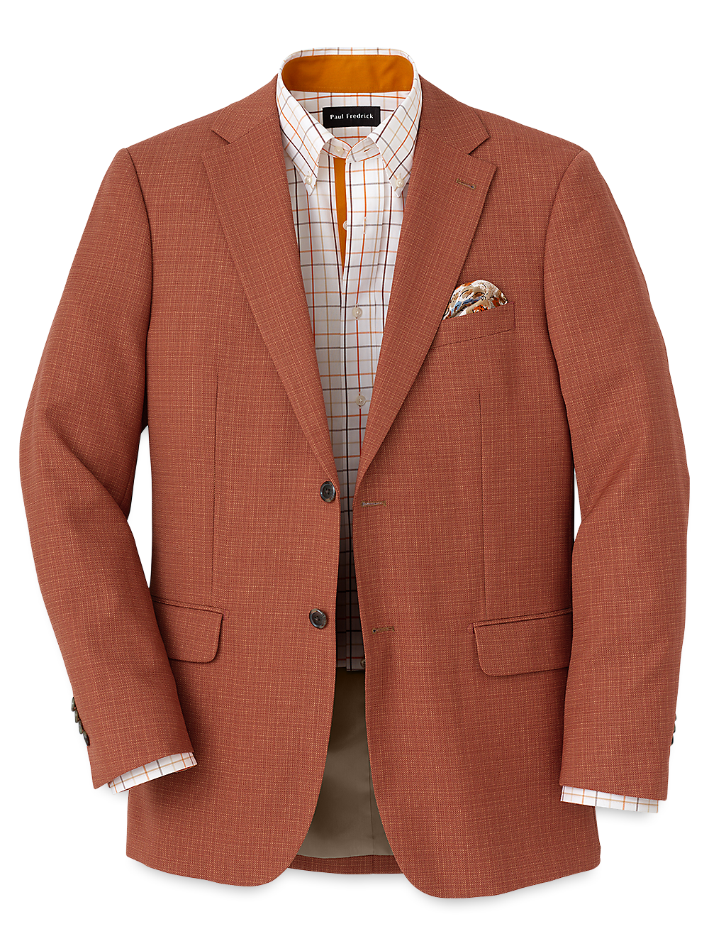 Product Image of Wool Single Breasted Notch Lapel Sport Coat-Rust