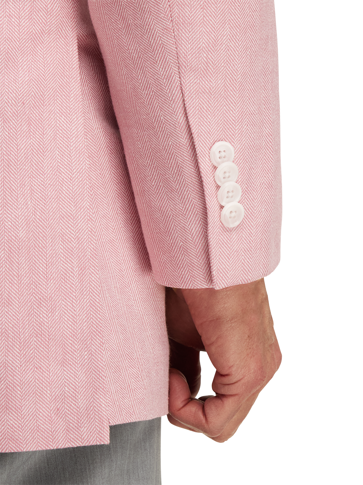 Linen Blend Herringbone Notch Lapel Sport Coat - Watermelon