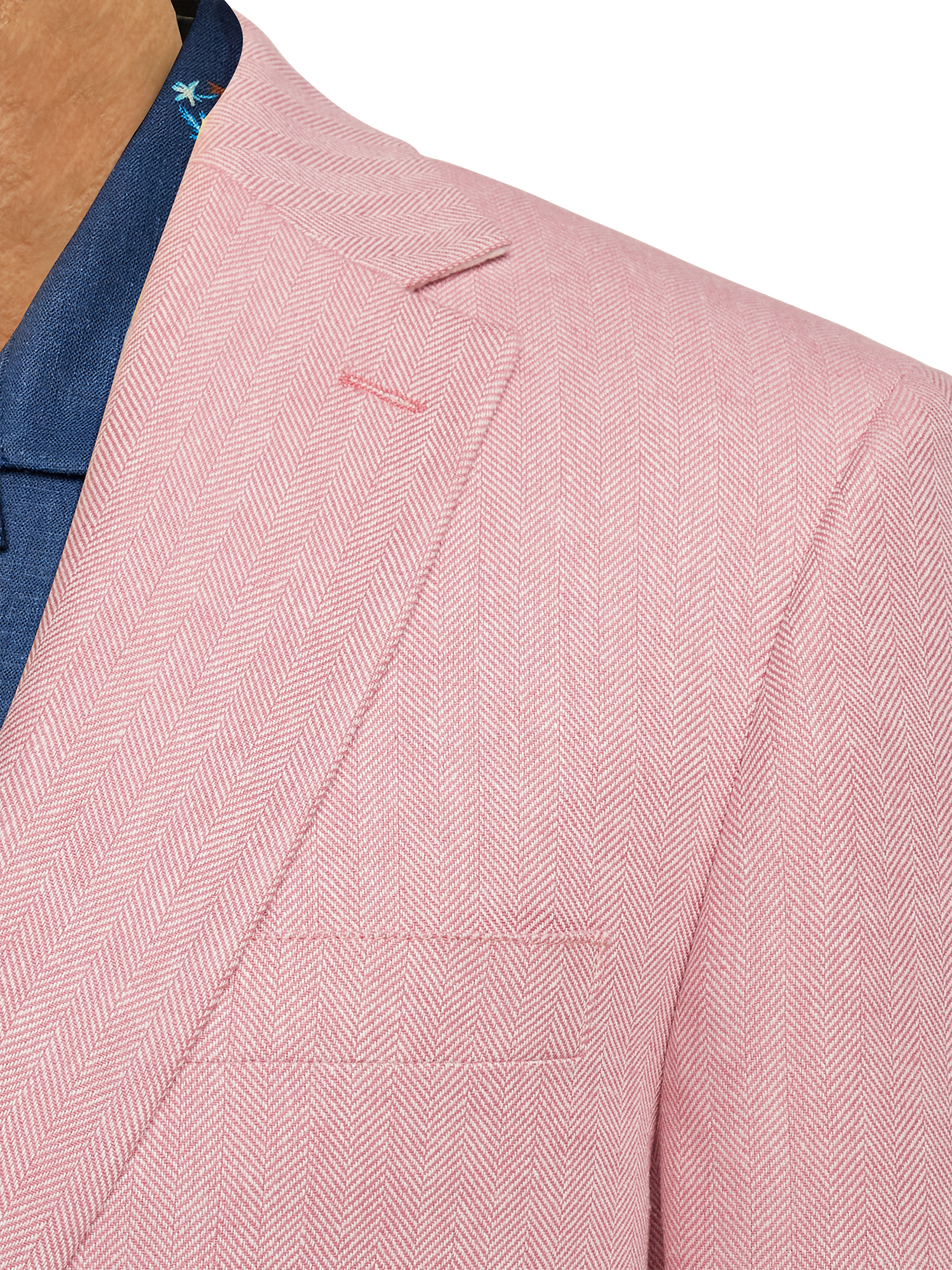 Linen Blend Herringbone Notch Lapel Sport Coat - Watermelon