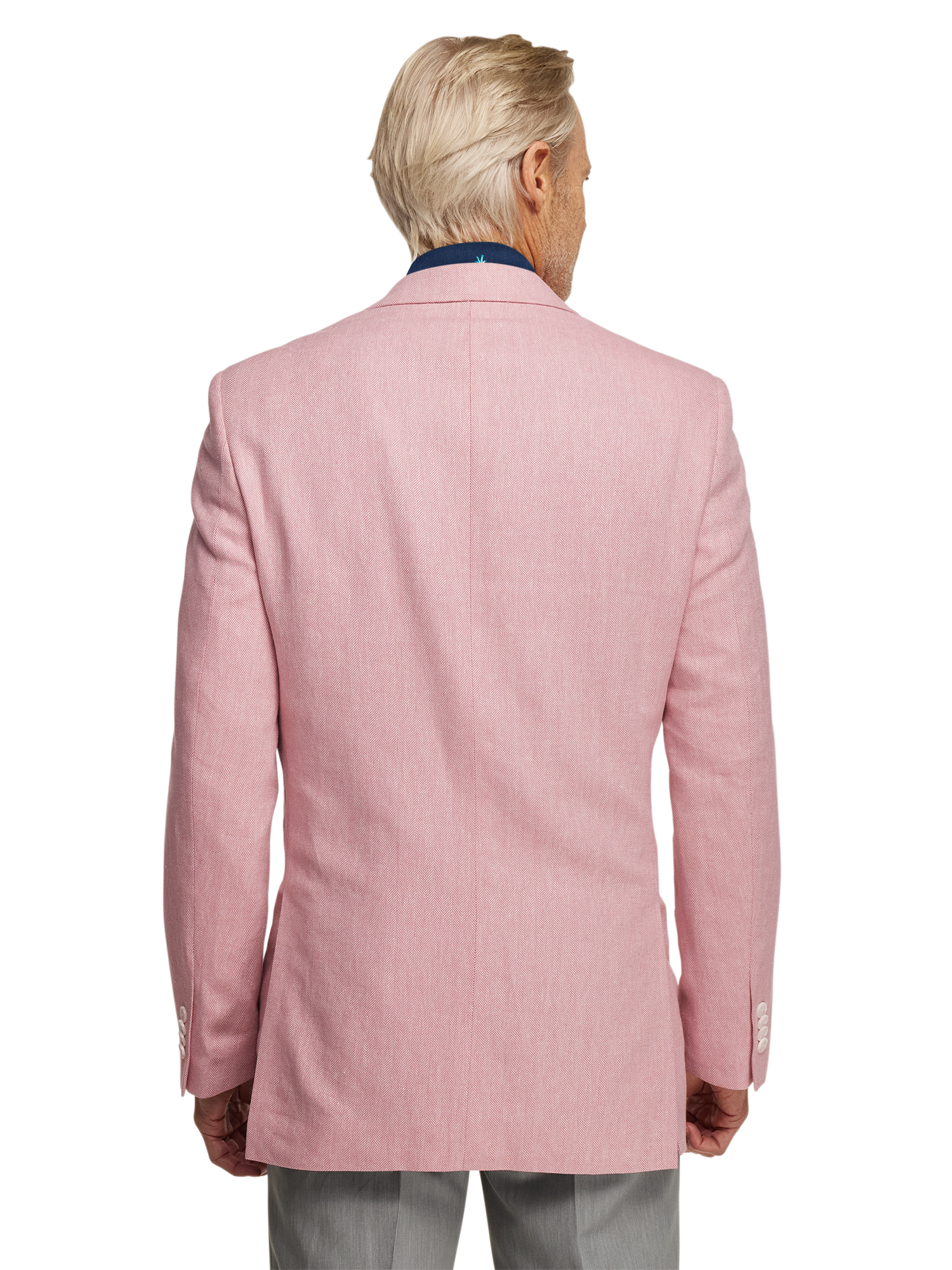 Linen Blend Herringbone Notch Lapel Sport Coat - Watermelon