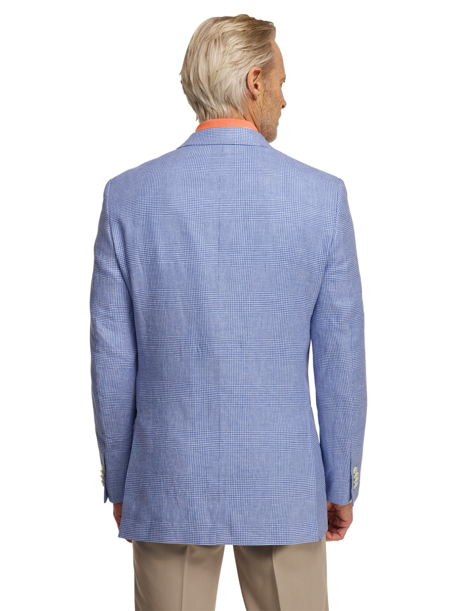 Linen Blend Single Breasted Notch Lapel Sport Coat - Blue