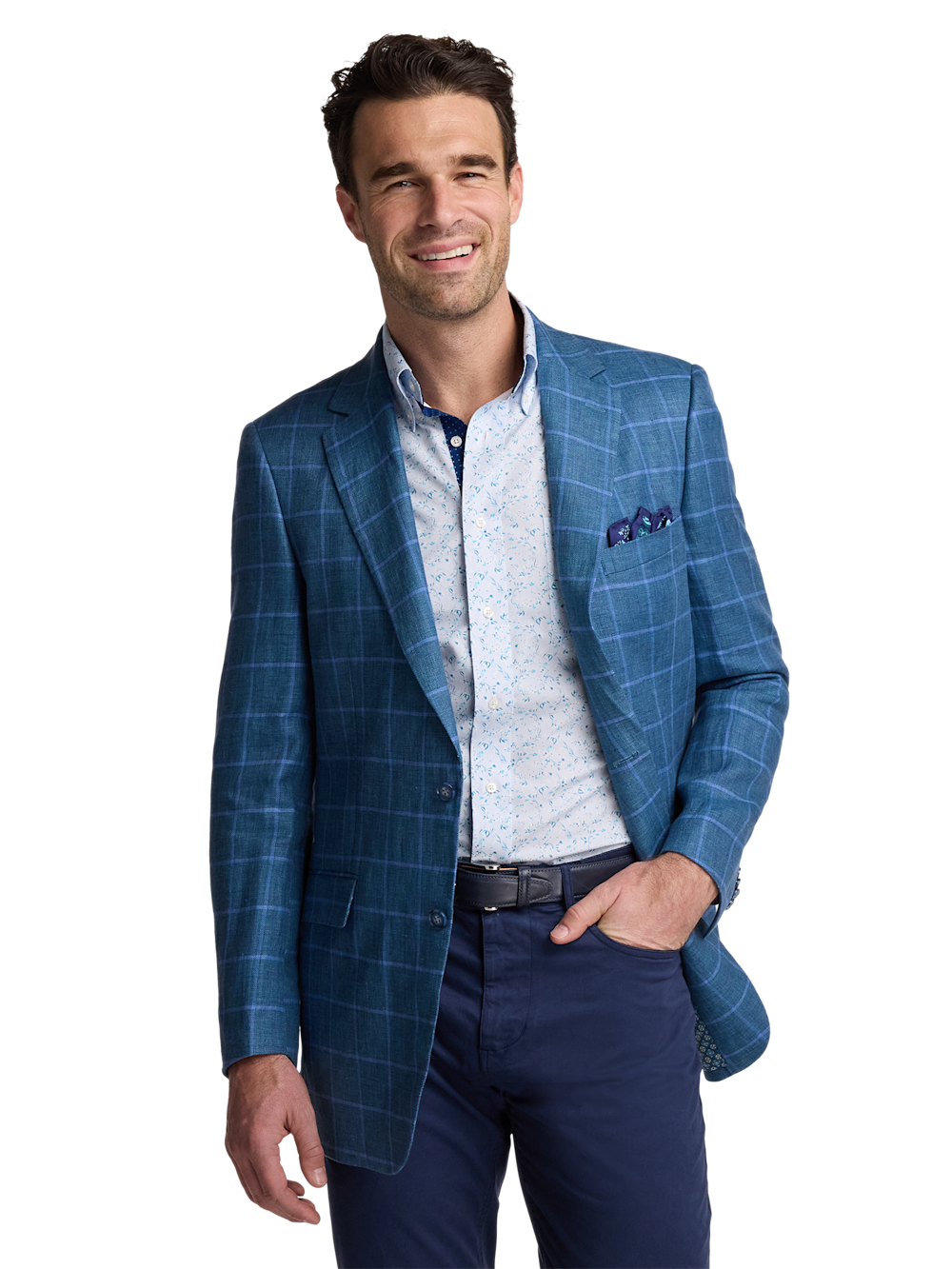 Alternate Image of Linen Windowpane Single Breasted Notch Lapel Sport Coat-1