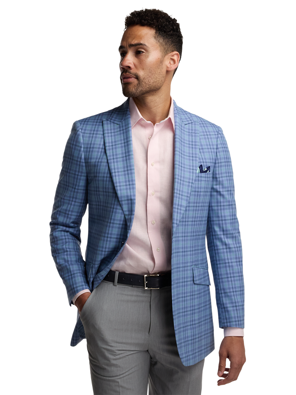 Alternate Image of Wool Blend Plaid Single Breasted Peak Lapel Sport Coat-1