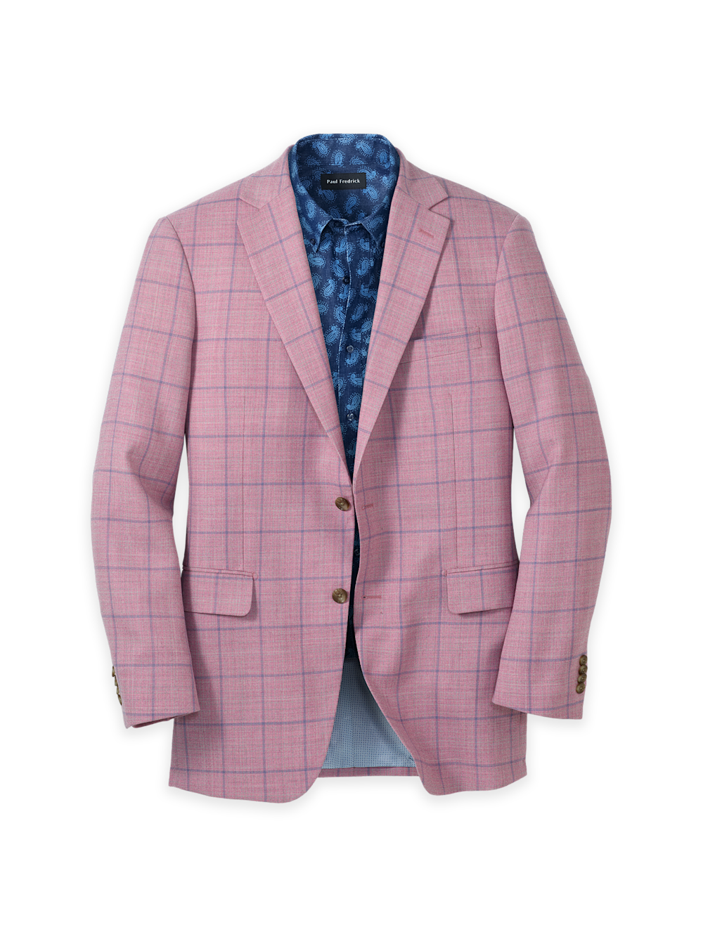 Product Image of Wool Windowpane Single Breasted Notch Lapel Sport Coat-Pink/Blue