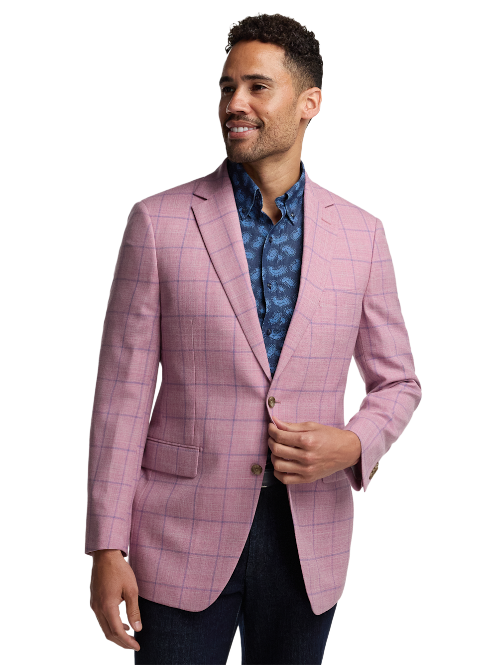 Alternate Image of Wool Windowpane Single Breasted Notch Lapel Sport Coat-1