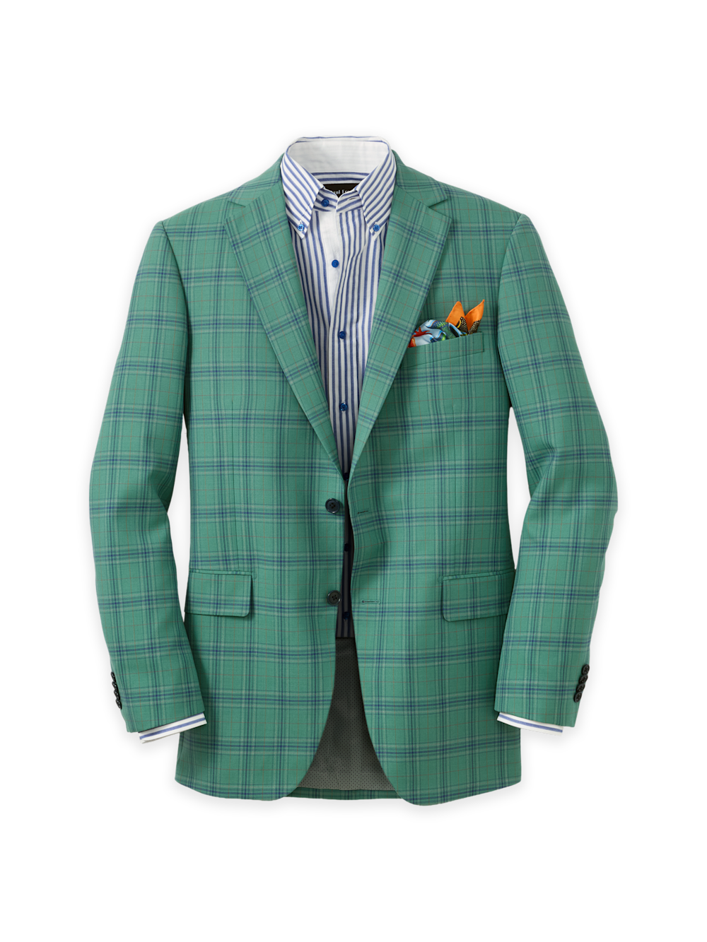 Product Image of Wool Blend Plaid Single Breasted Notch Lapel Sport Coat-Aqua