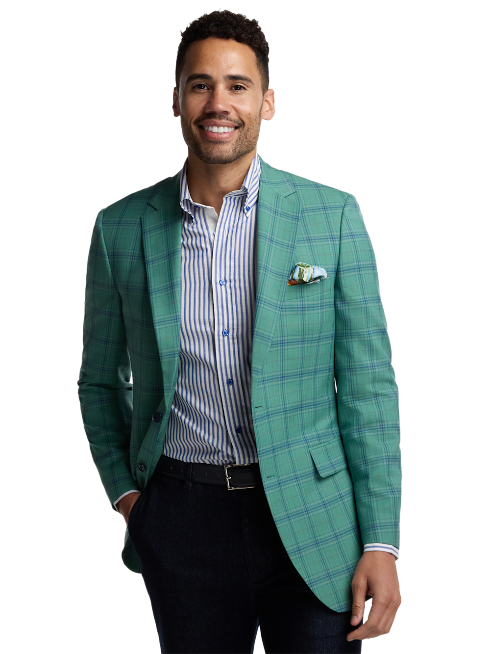Alternate Image of Wool Blend Plaid Single Breasted Notch Lapel Sport Coat-1
