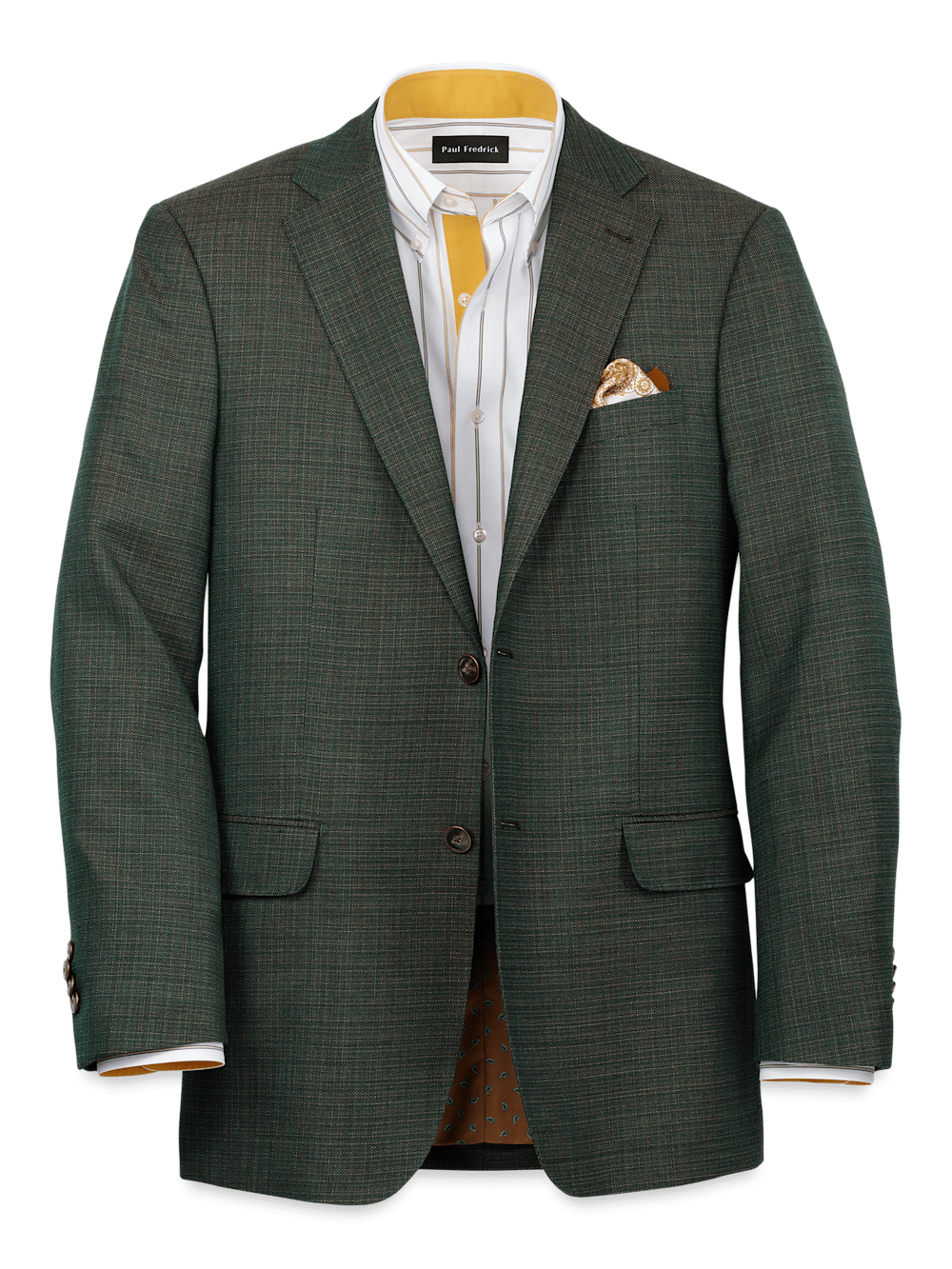 Wool Single Breasted Notch Lapel Sport Coat - Green/tan Wool Single Breasted Notch Lapel Sport Coat - Green/tan