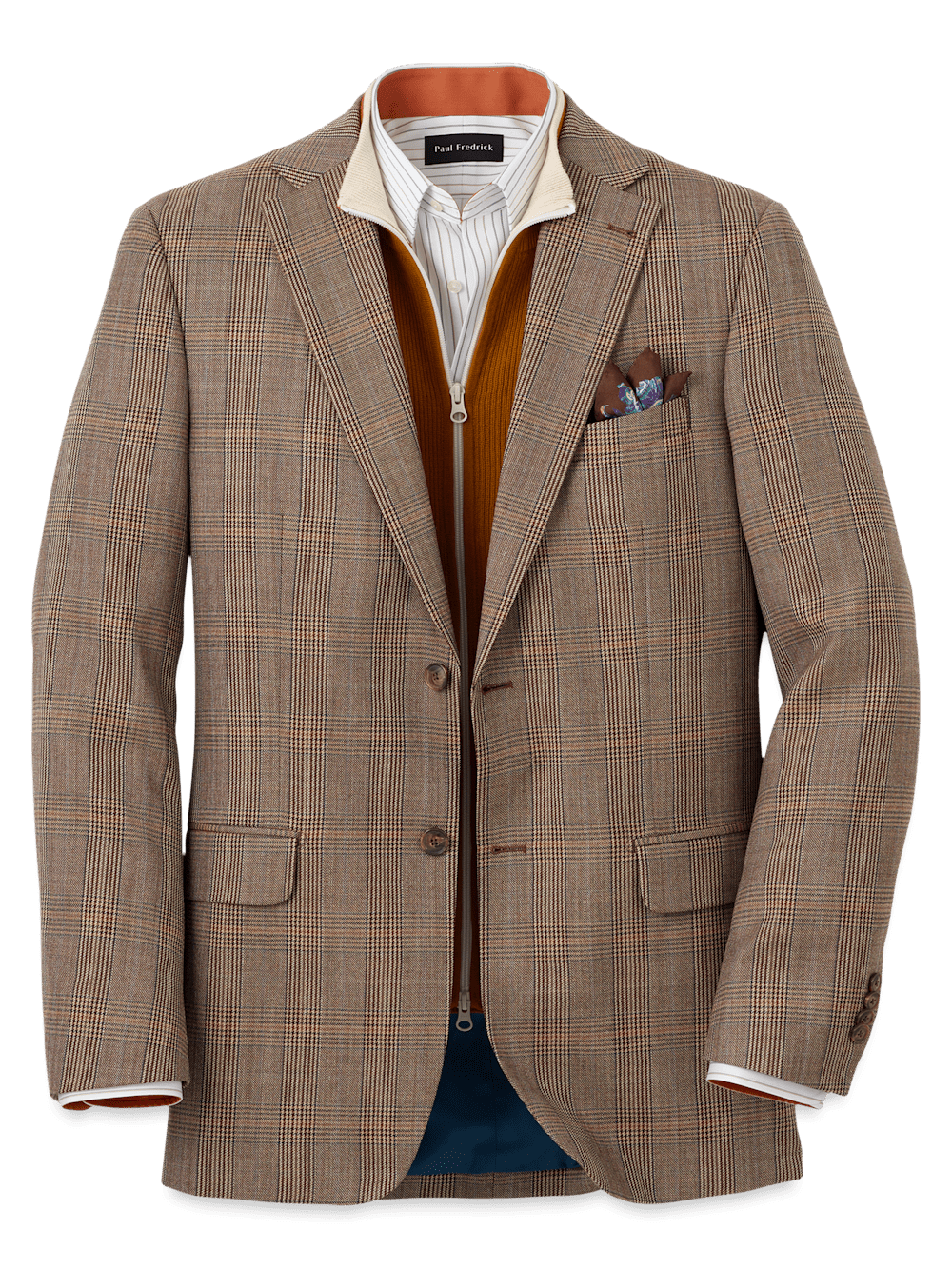 Wool Plaid Single Breasted Notch Lapel Sport Coat - Brown – Paul