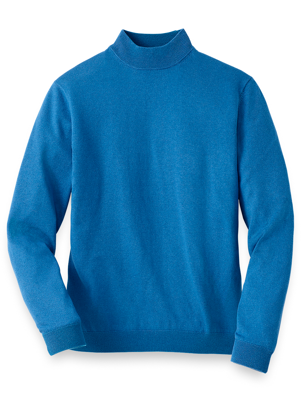 Product Image of Silk Cotton And Cashmere Mock Neck Sweater-Blue