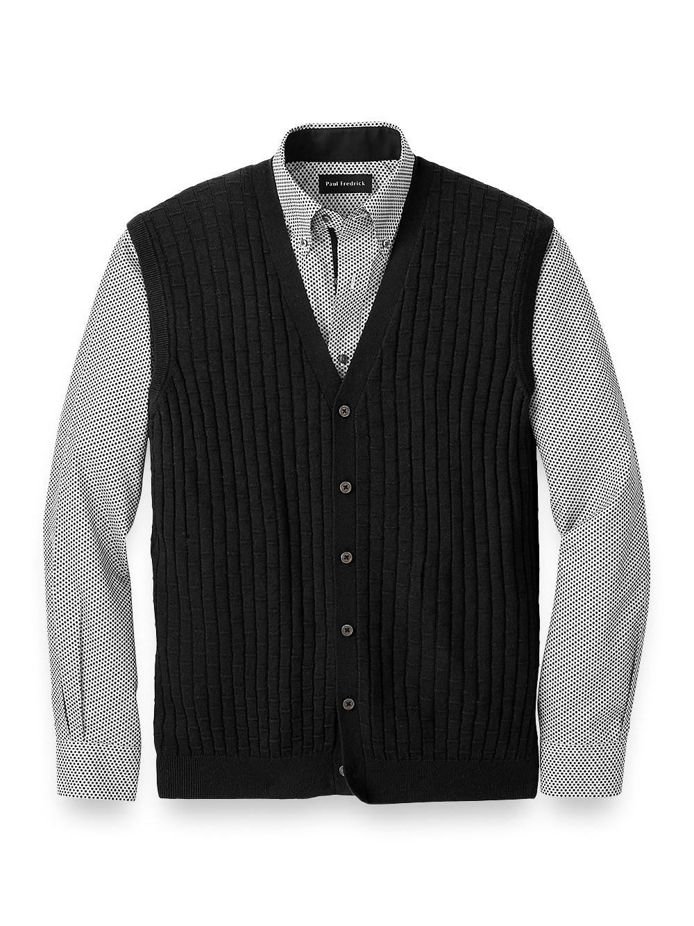 Product Image of Silk, Cotton & Cashmere Button Front Caridgan Vest-Black