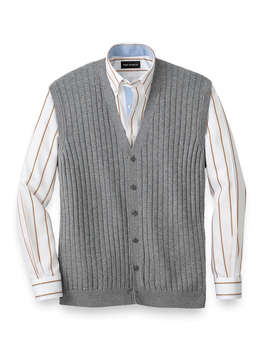 Product Image of Silk, Cotton & Cashmere Button Front Caridgan Vest-Grey