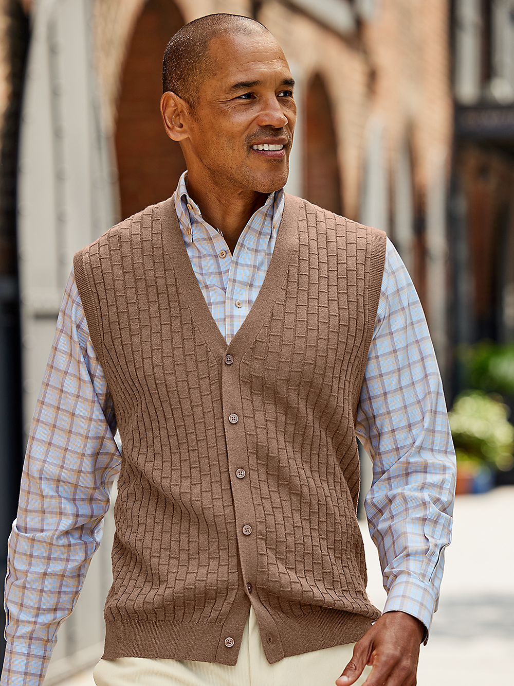 Alternate Image of Silk, Cotton & Cashmere Button Front Caridgan Vest-1